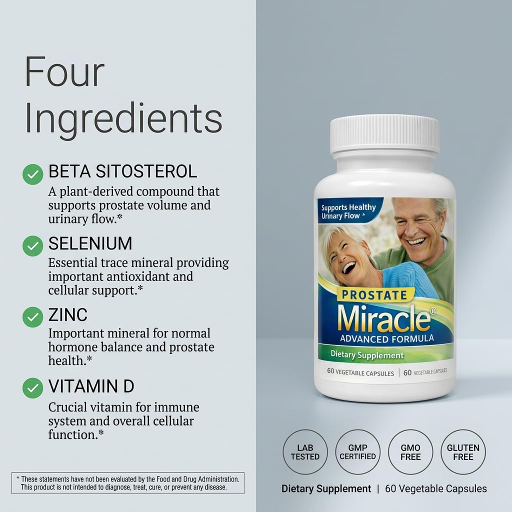 NHS Global Prostate Miracle Advanced Formula Beta Sitosterol Prostate Supplement for Men Capsule 60 Count