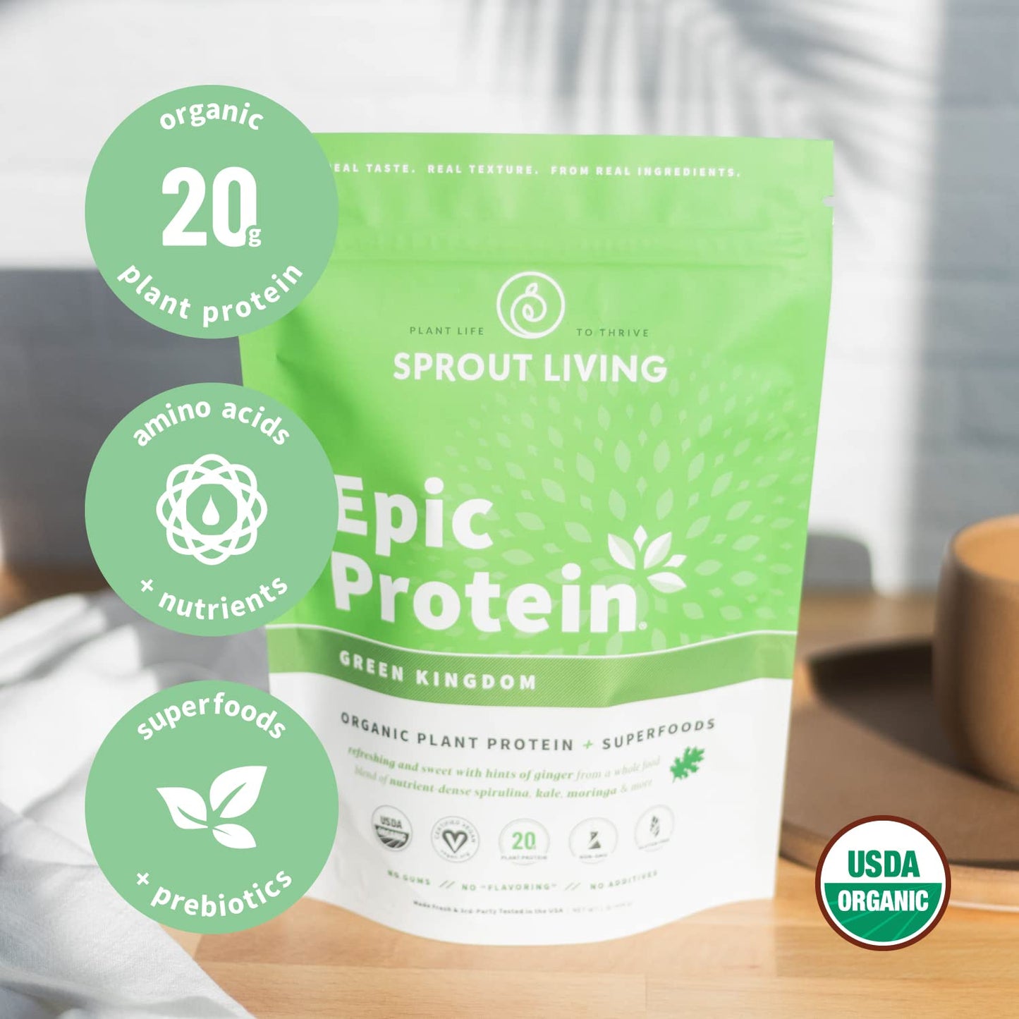 Sprout Living Epic Protein Powder Green Kingdom, 16 Servings
