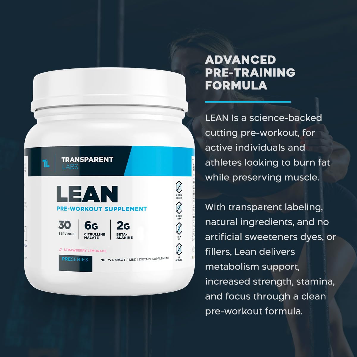 Transparent Labs Lean Pre-Workout Powder 30 Servings