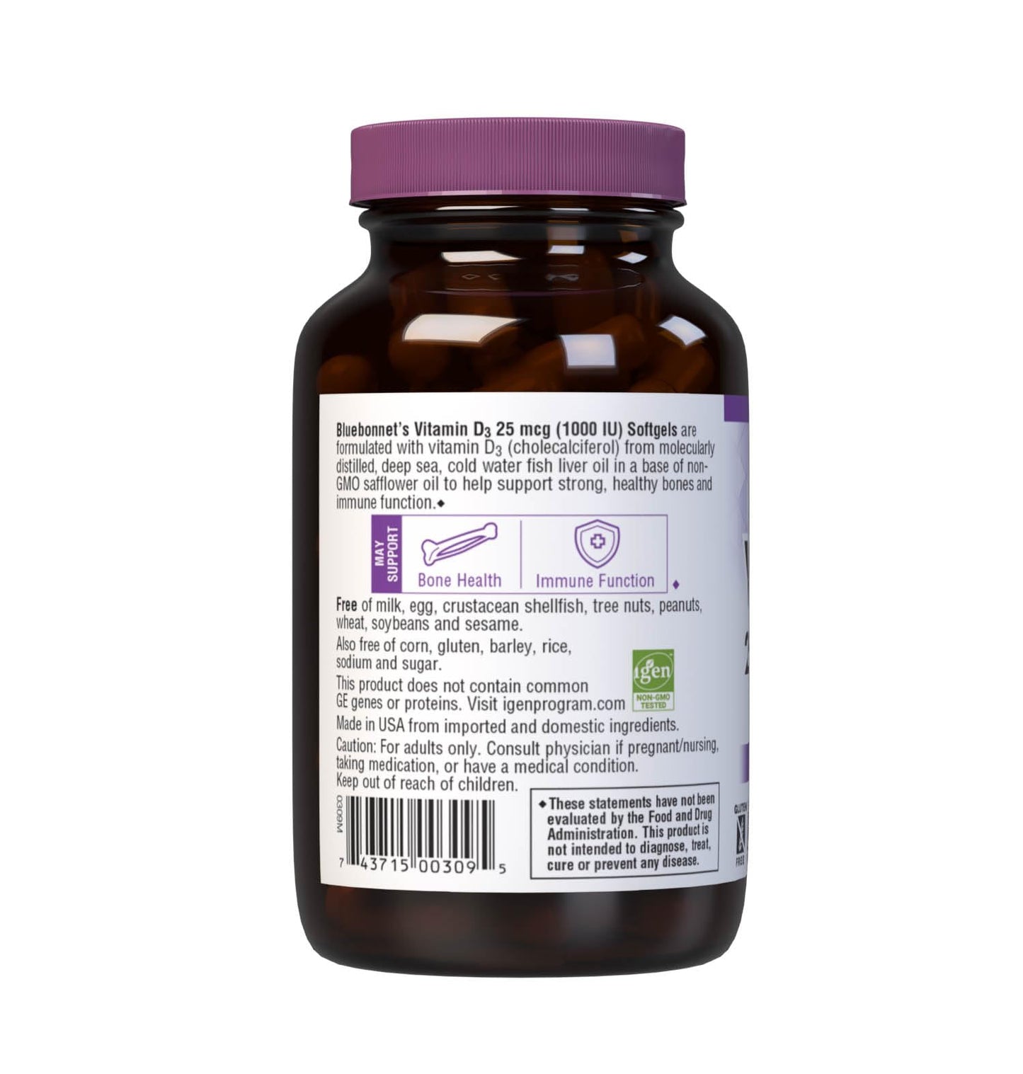 BlueBonnet Vitamin D3 1000 IU Softgels, 500 Softgels Total