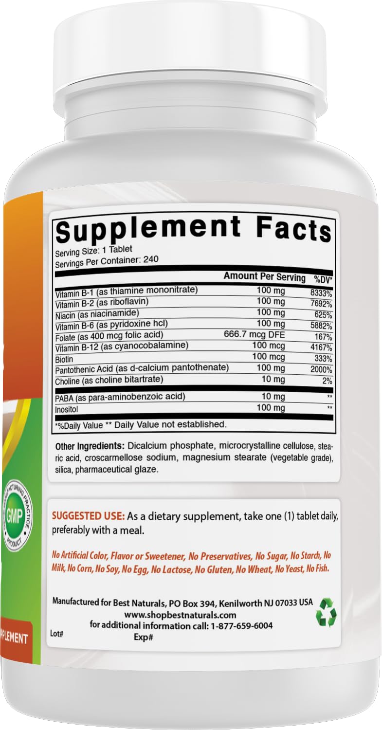Best Naturals Vitamin B Complex with Inositol, PABA 240 Tablets