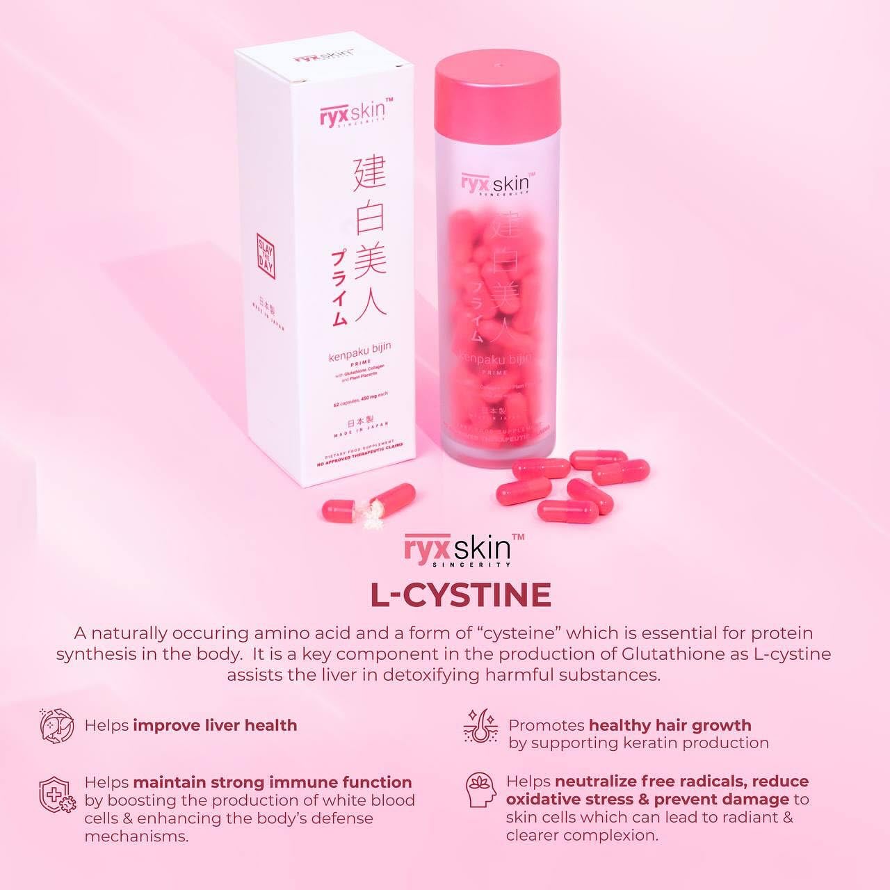 Generic Ryx Kenpaku Bijin Prime Glutathione with Collagen and Placenta Capsule, 1 Count