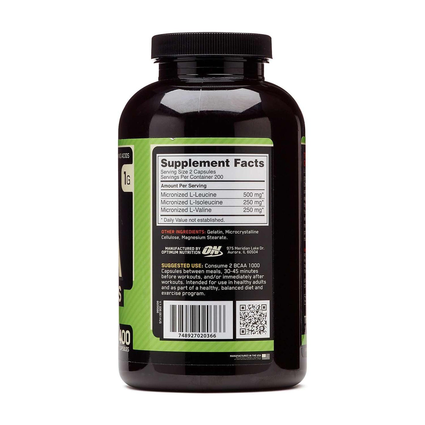 Optimum Nutrition Mega-Size BCAA 1000 Capsules, 400 Count
