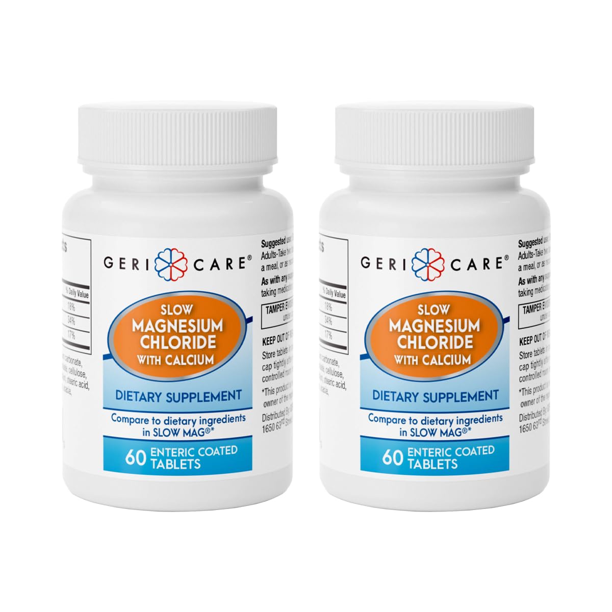 GeriCare Slow Magnesium Chloride Calcium Slow-Release Enteric Coated Tablets, 120 Tablets