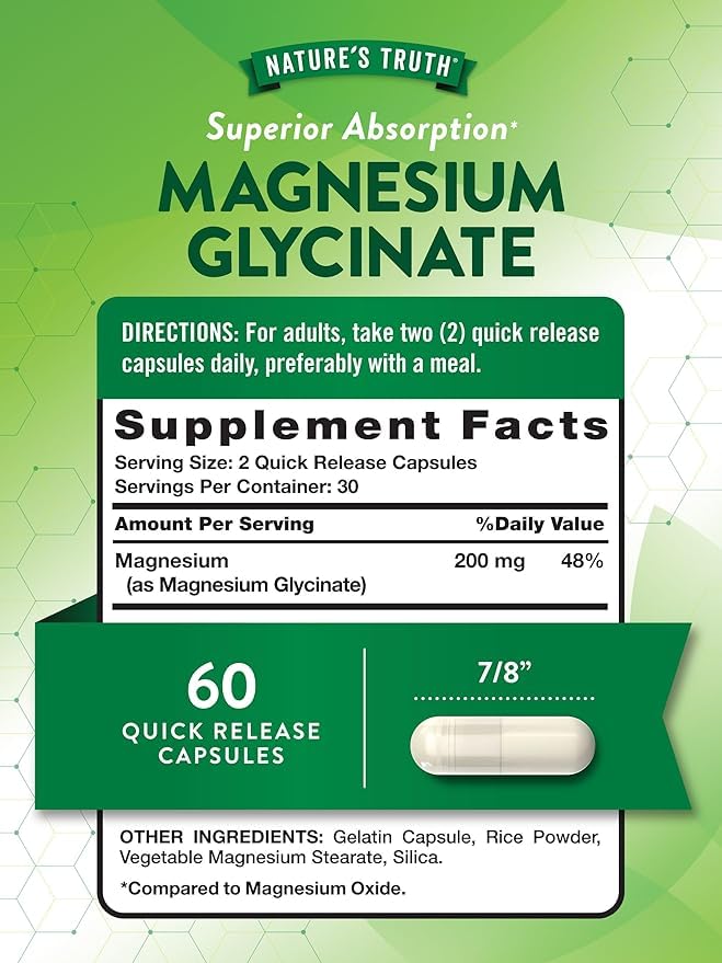 Nature's Truth Magnesium Glycinate Capsules 200mg, 120 Capsules
