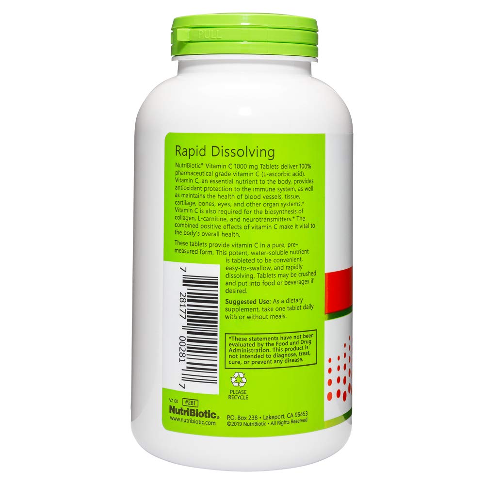 NutriBiotic Vitamin C 1000 mg Tablets, 250 Count