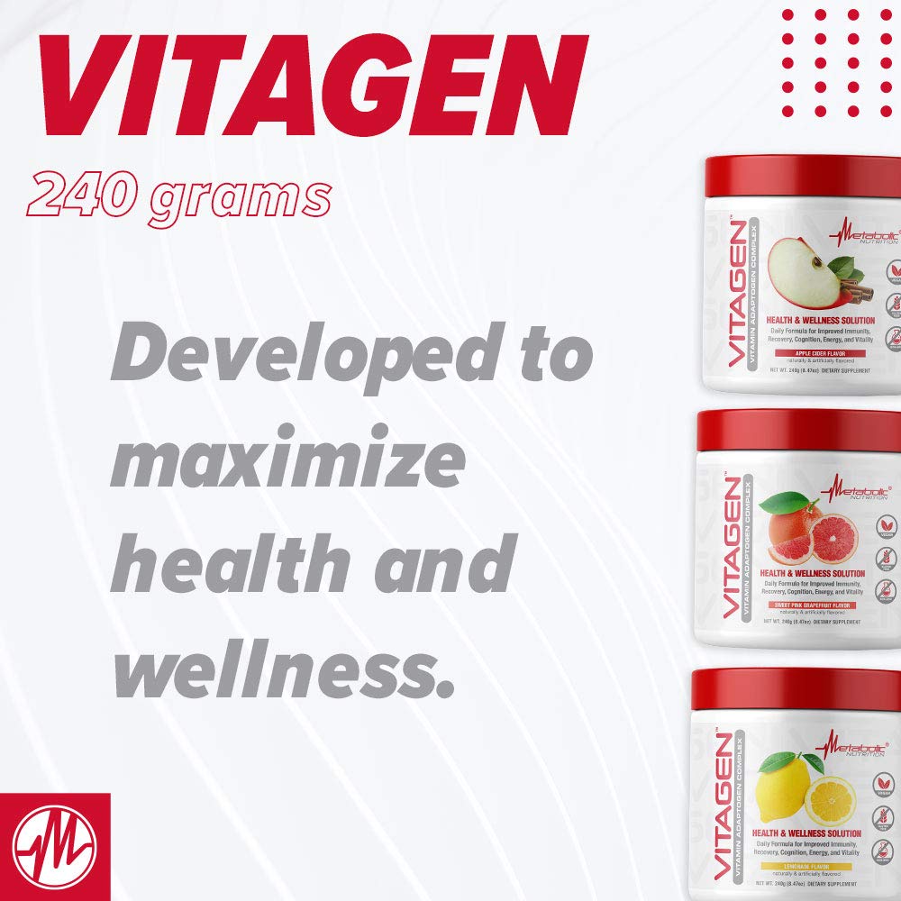 Metabolic Nutrition Vitagen Vitamin Adaptogen Complex Powder 8.5 Ounces Apple Cider
