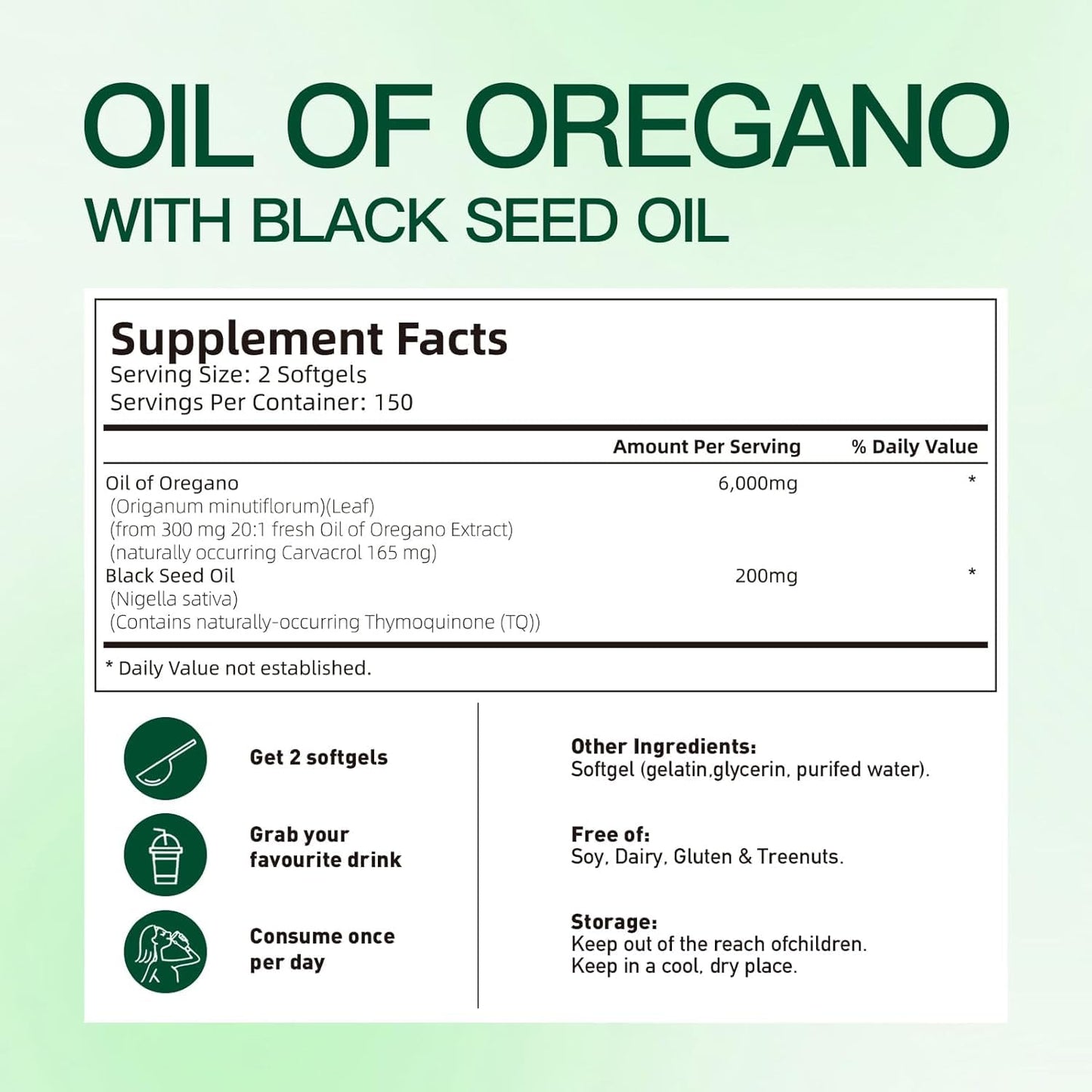 VivoNu Oil of Oregano with Black Seed Oil Capsules 900 Count