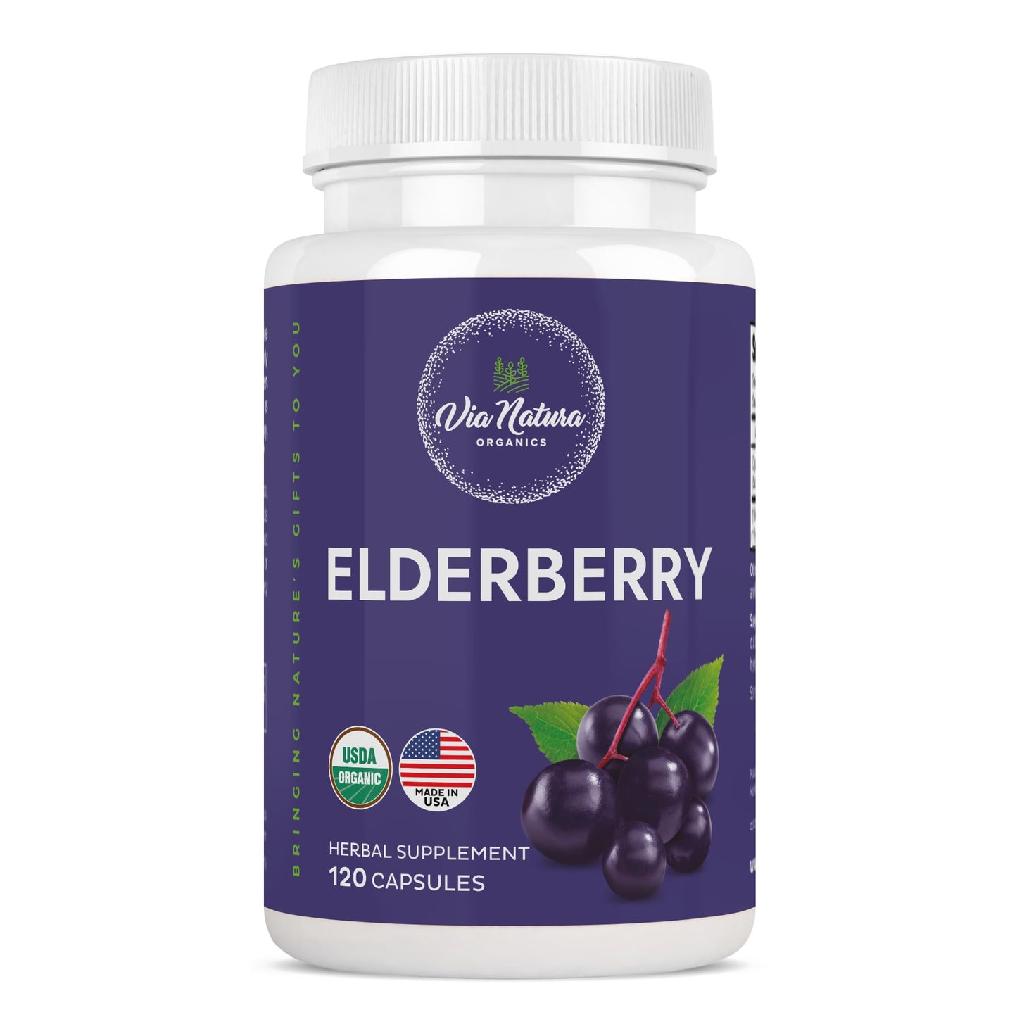 Via Natura Organics Elderberry 1000mg, 120 Capsules
