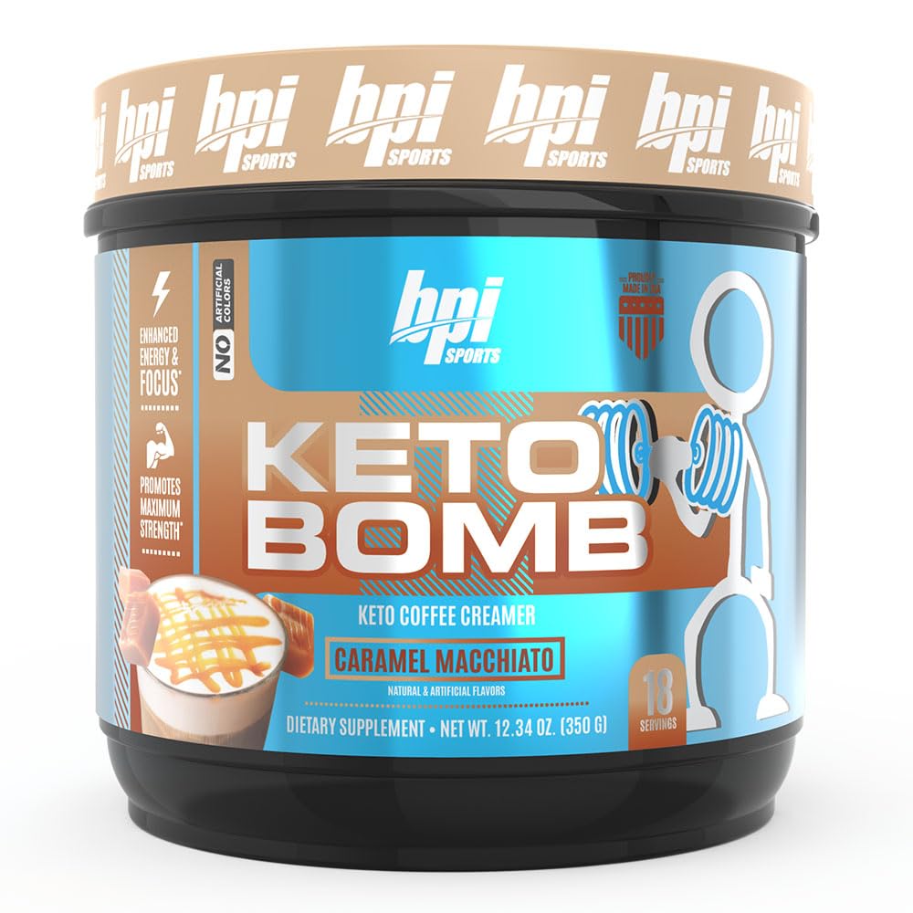 BPI Sports Keto Bomb Coffee Creamer Powder, Caramel Macchiato, 16.5 Servings