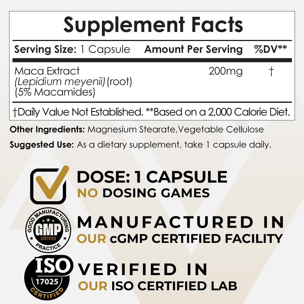 Nootropics Depot Maca Extract Capsules, 180 Count