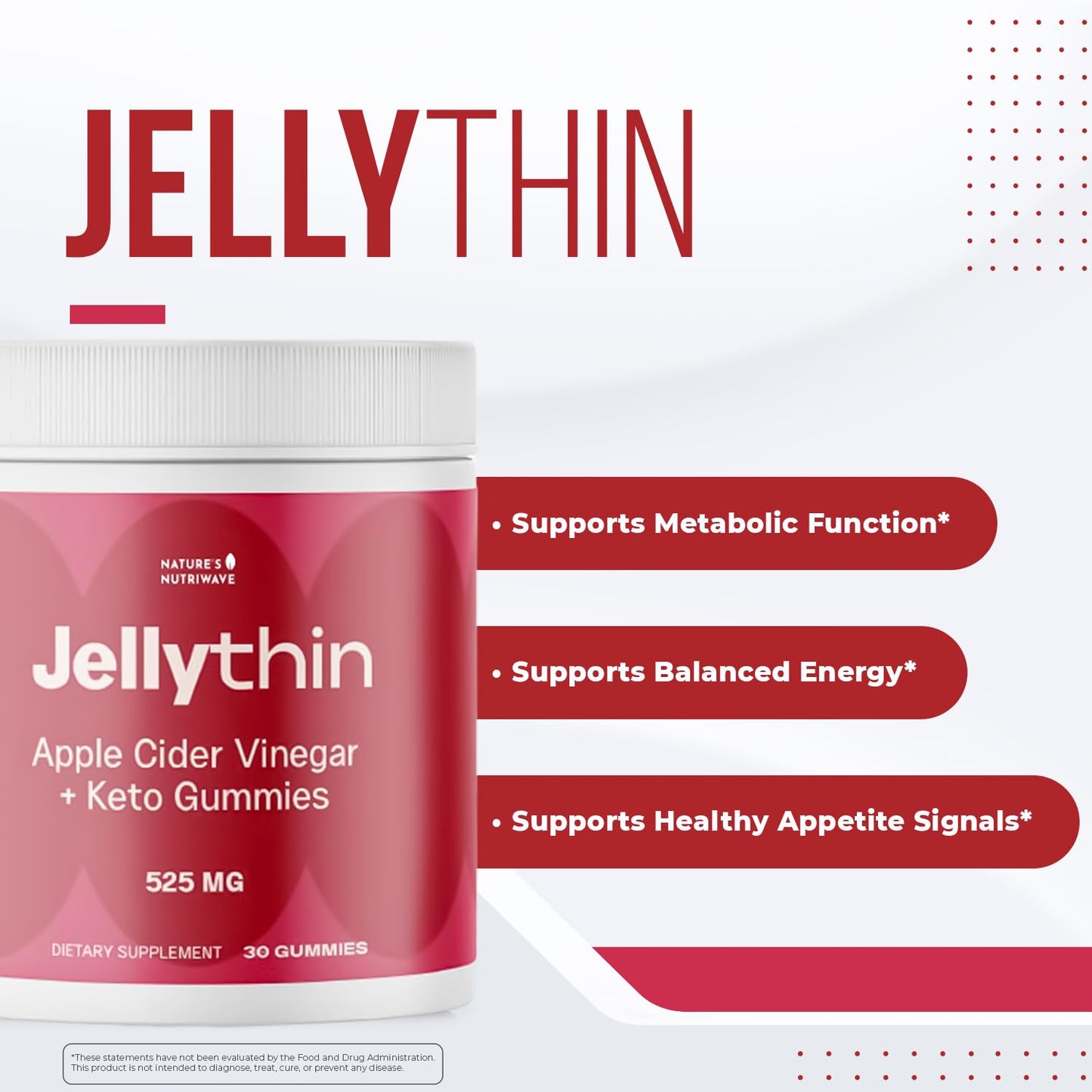 Nature’s NutriWave JellyThin Gummies Apple Cider Vinegar & BHB Salts, Gummy, 30 Count