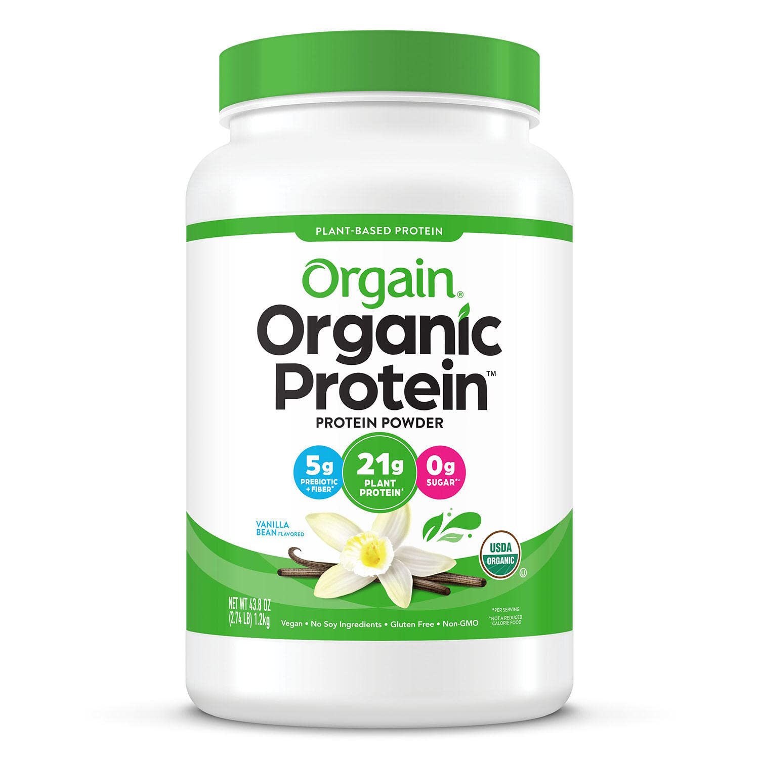 Orgain Organic Plant Based Protein Powder Vanilla Bean, 32 Servings