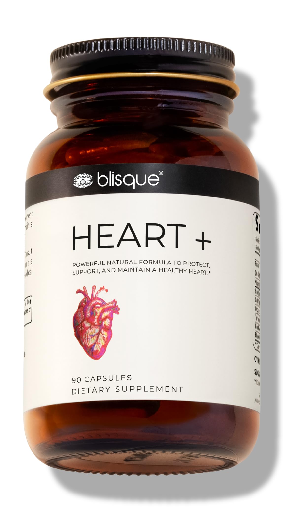 Blisque Natural Blood Pressure Support Supplement for Heart Health and Circulation Capsules, 90 Count
