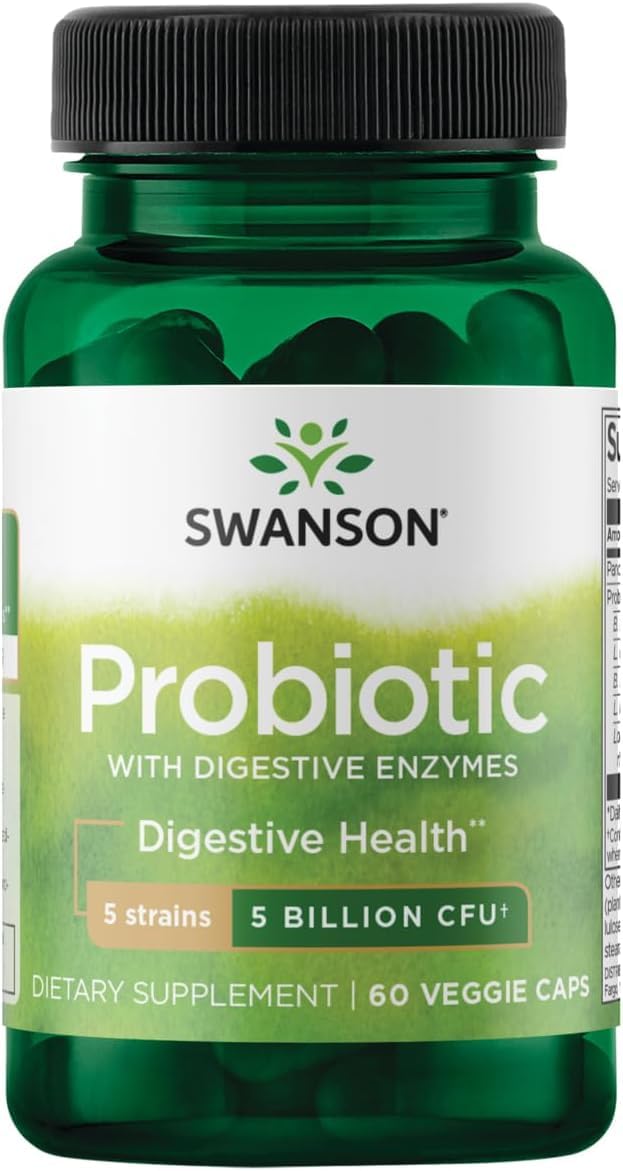 Swanson Probiotic with Digestive Enzymes 5 Billion CFU Capsules 60 Count