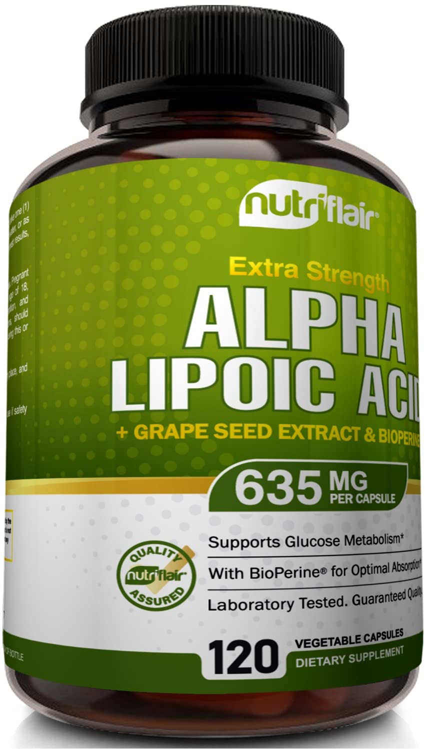 NutriFlair Alpha Lipoic Acid 600mg Capsules 120 Count