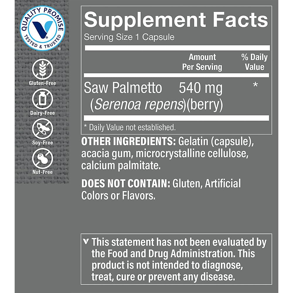 The Vitamin Shoppe Saw Palmetto Berries 540MG, 300 Capsules