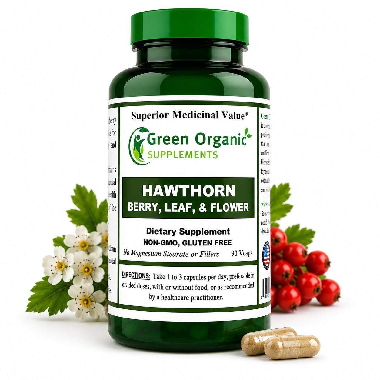 Green Organic Supplements Hawthorn Berry Tablet 90 Count