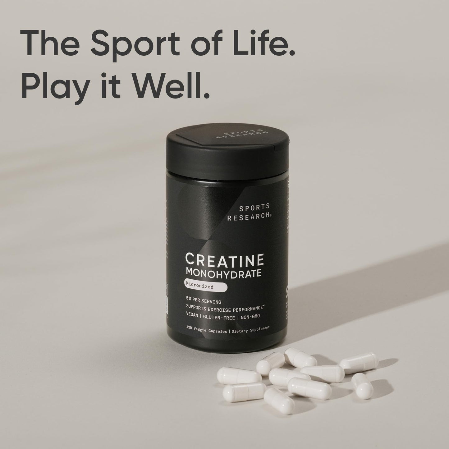 Sports Research Creatine Monohydrate Capsules 120 Count