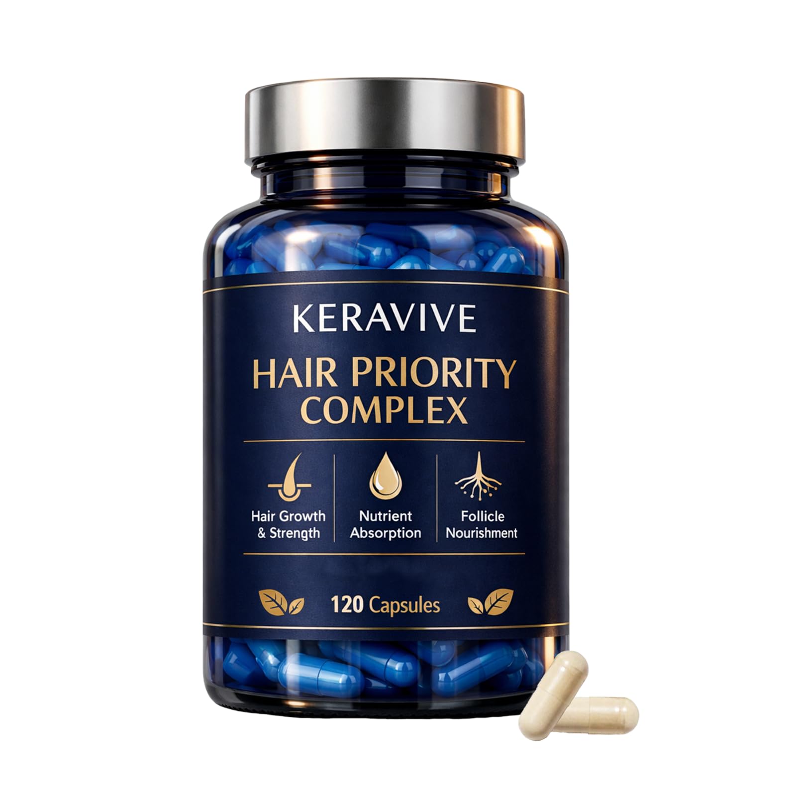 Enerra Keravive Hair Priority Complex with Biotin Collagen Keratin, Hair Growth Vitamins for Men and Women - Biotin, Vitamin C & Zinc, SupportHair Growth Capsule, 1 Count