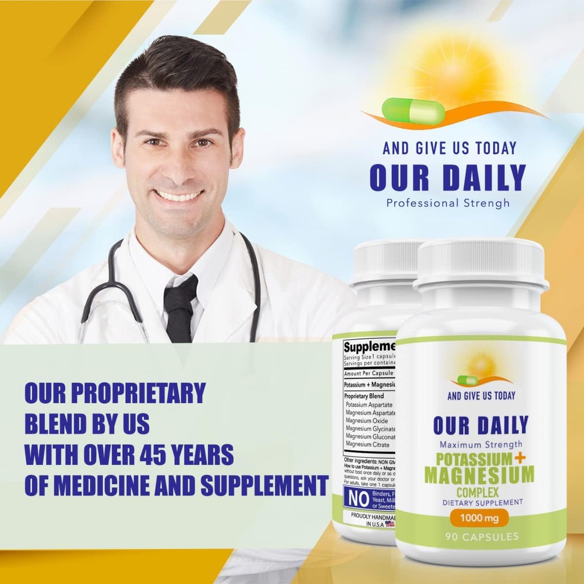 AND GIVE US TODAY OUR DAILY Daily Vites Potassium Magnesium Supplement 1000mg Capsules 90 Count