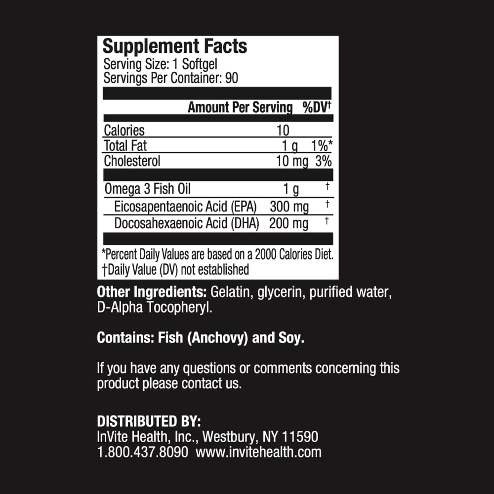 Invite Health Fish Oil 1000 mg Capsule 90 Count