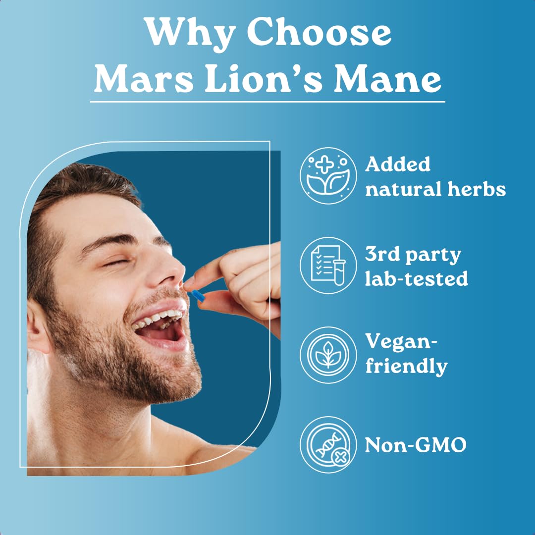 mars by GHC Lion’s Mane Powered with Moringa Powder & Cod Liver Oil, 60 Capsules