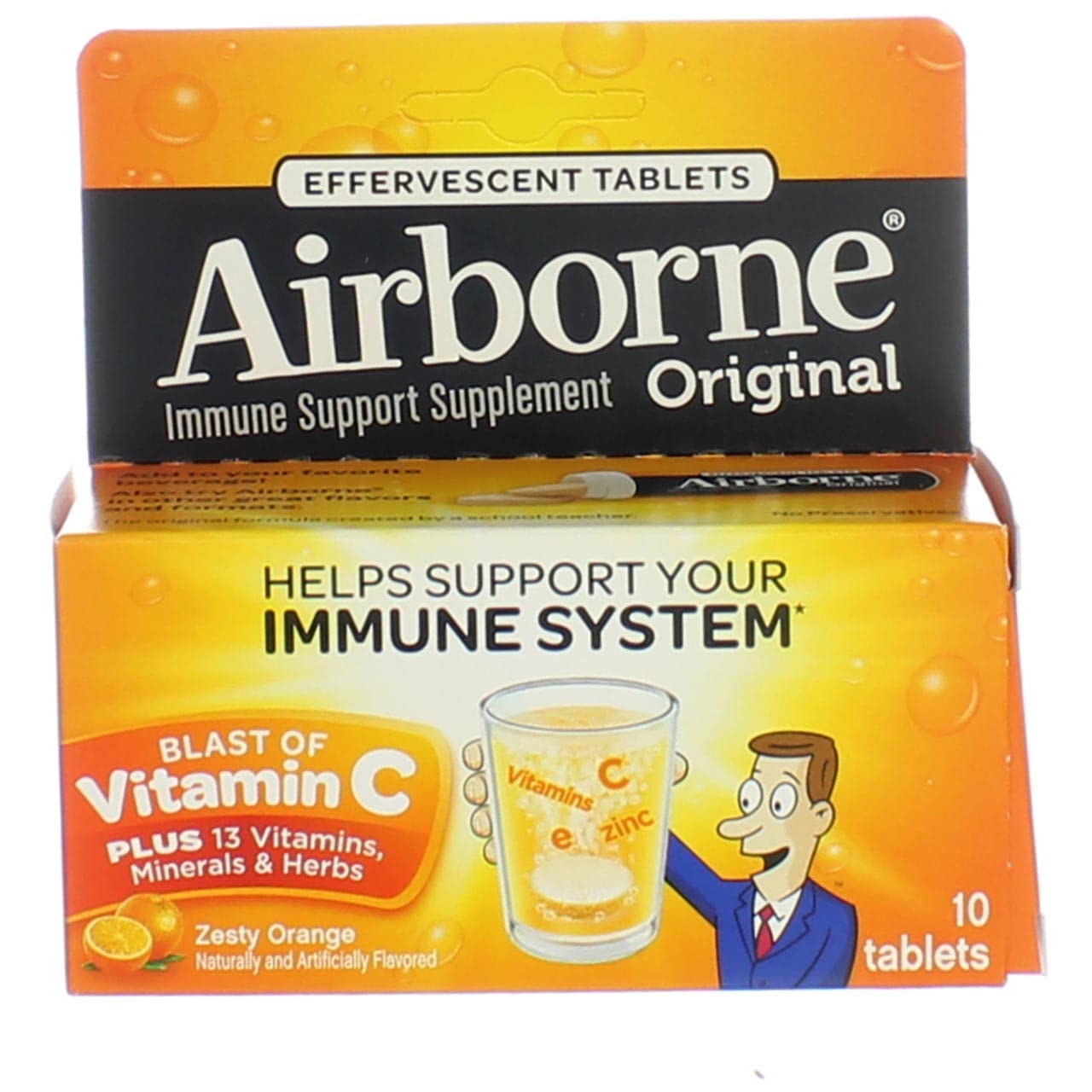Airborne On-The-Go Packs Zesty Orange Powder 10 Count