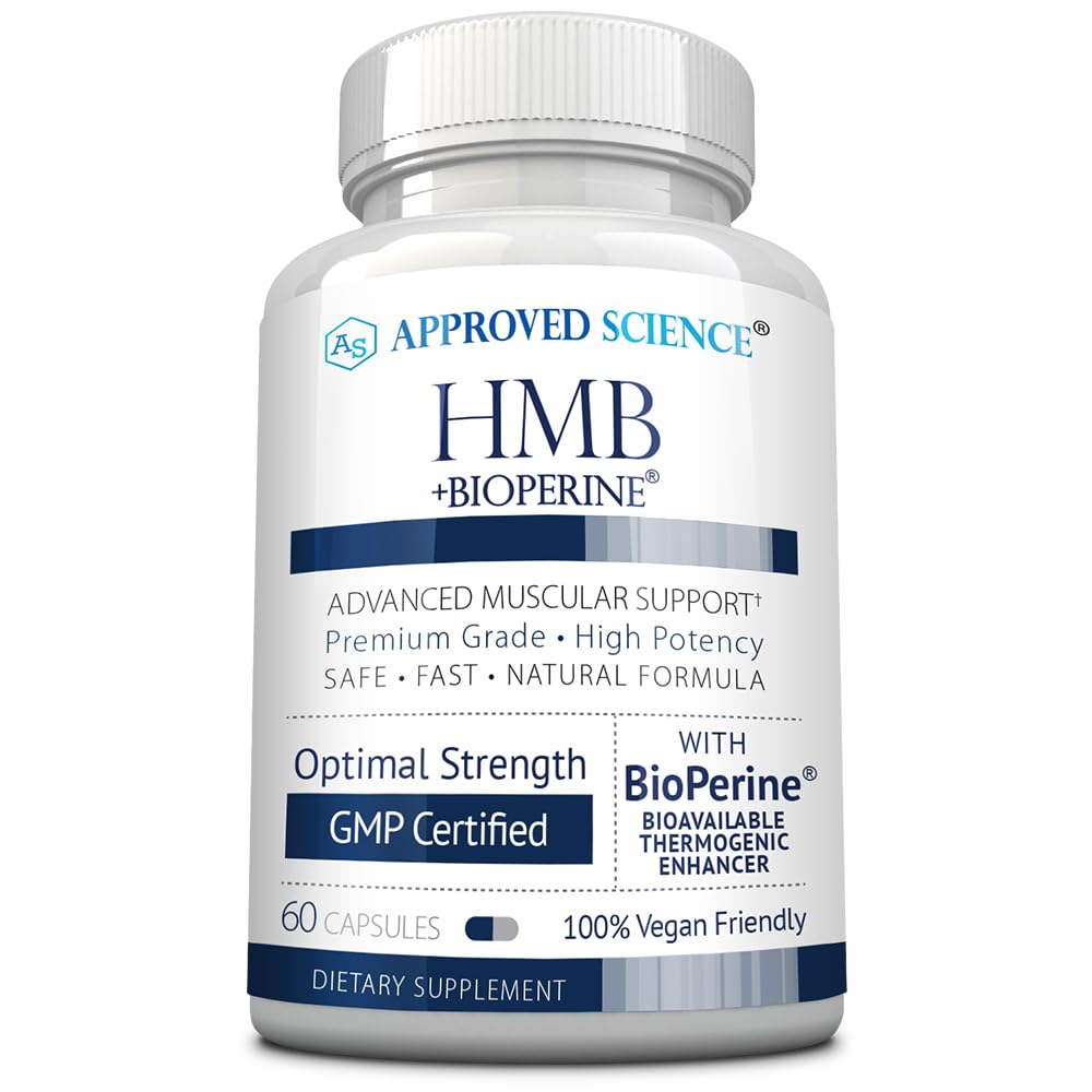 Approved Science HMB 1500mg High Potency HMB Supplement with Calcium & BioPerine for Absorption, 60 Capsules