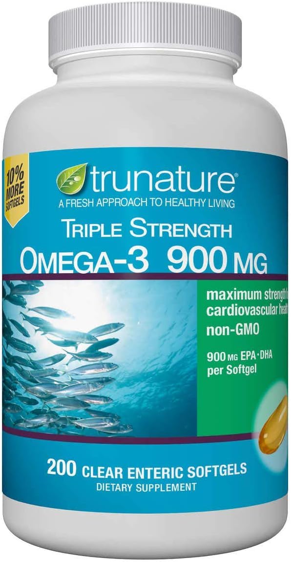 Generic Non-GMO Triple Strength Omega-3 Fish Oil Enteric Softgels, 200 Count