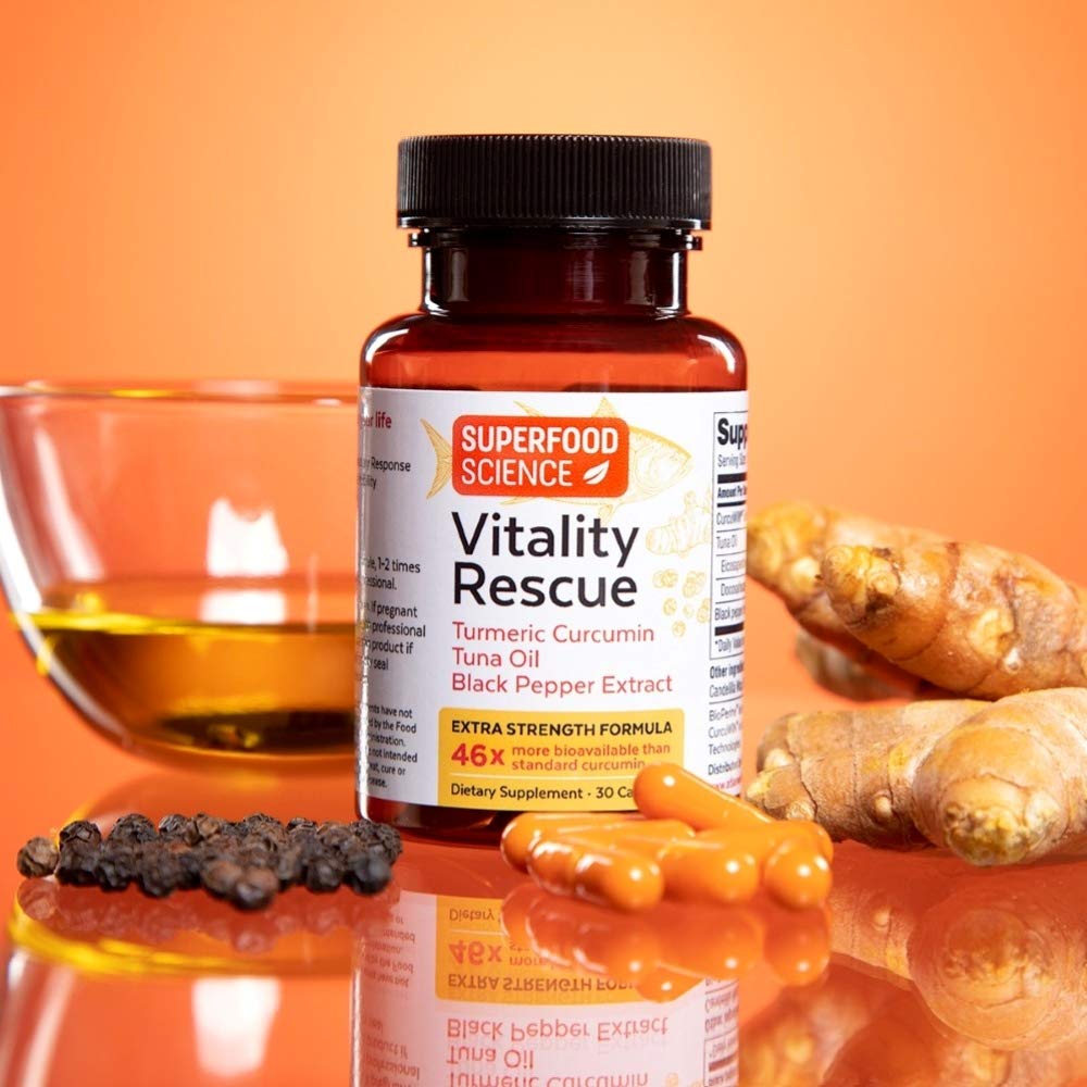 Superfood Science Vitality Rescue Omega 3 with Turmeric Curcumin Supplement, Capsule, 30 Capsules