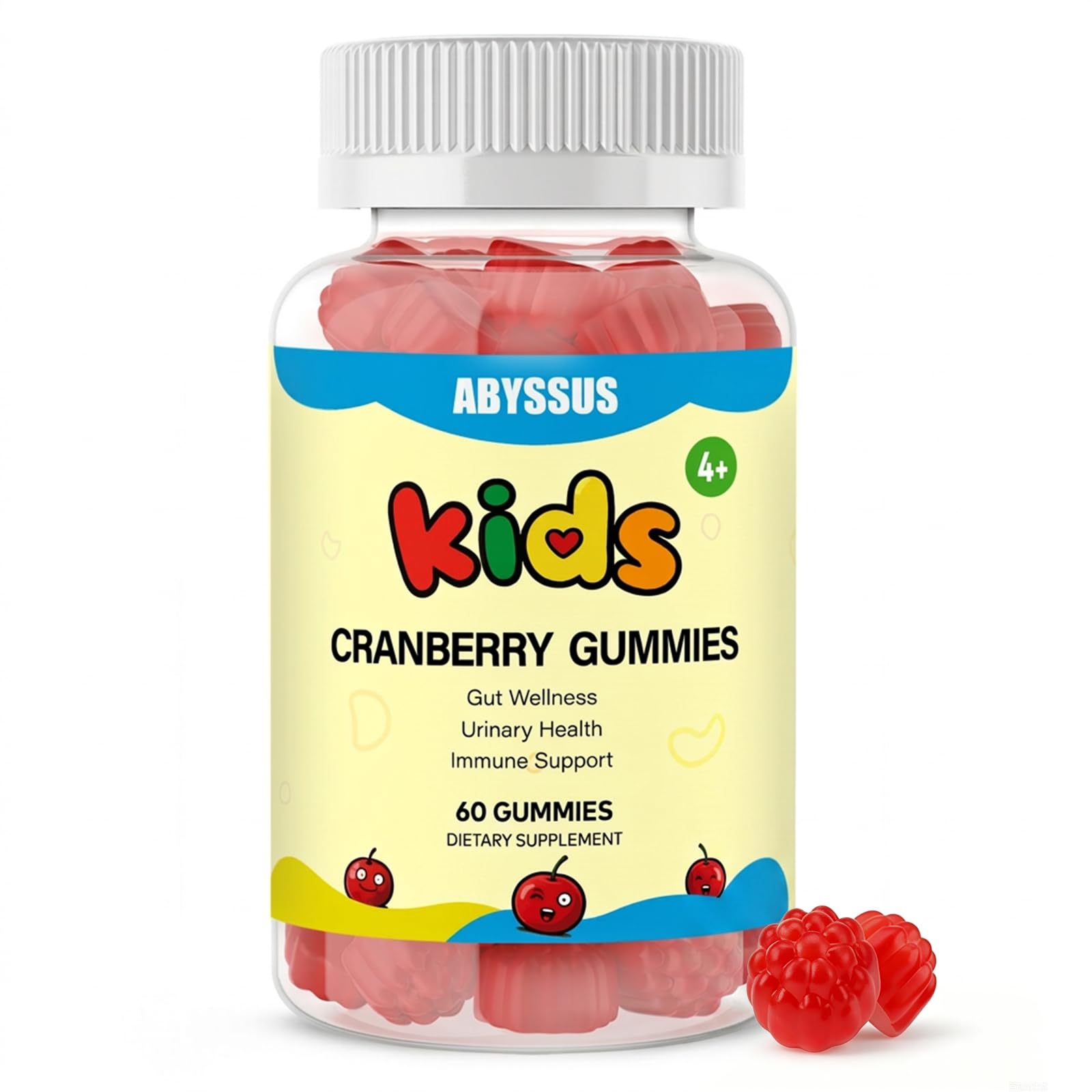 ABYSSUS Cranberry Gummies for Kids with D-Mannose, Urinary Support Gummy, 60 Count