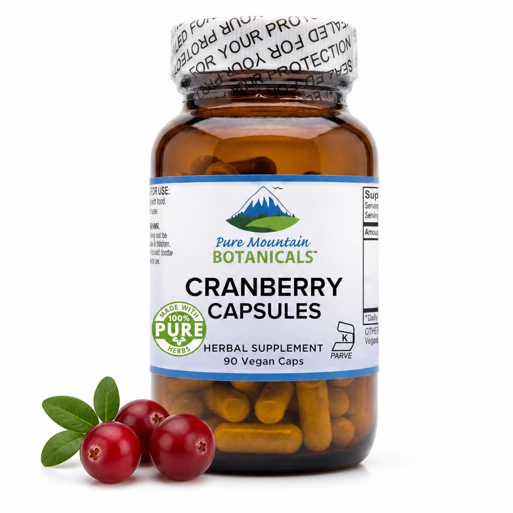 Pure Mountain Botanicals Cranberry Pills for Women 400mg Extract Capsules 90 Capsules