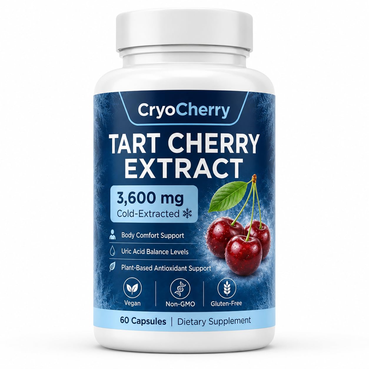 Aacnre CryoCherry Tart Cherry Extract Cold-Extracted Tart Cherry Supplement 60 Capsules