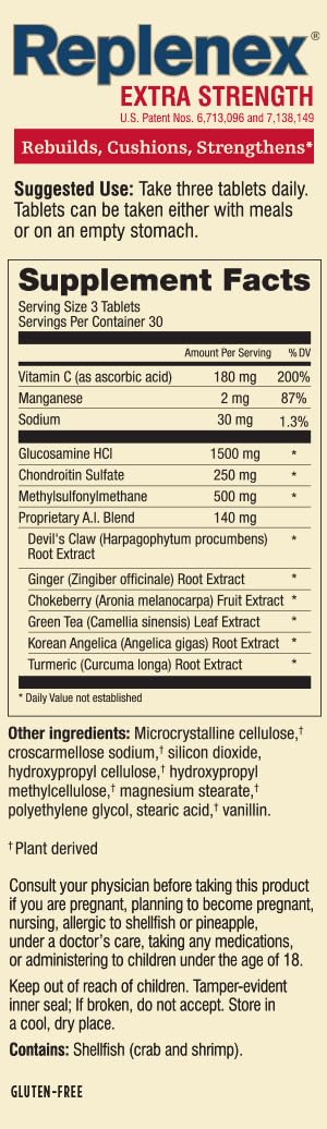 Melaleuca Replenex Rebuilds Joint Health Glucosamine Calcium Tablets, 90 Count