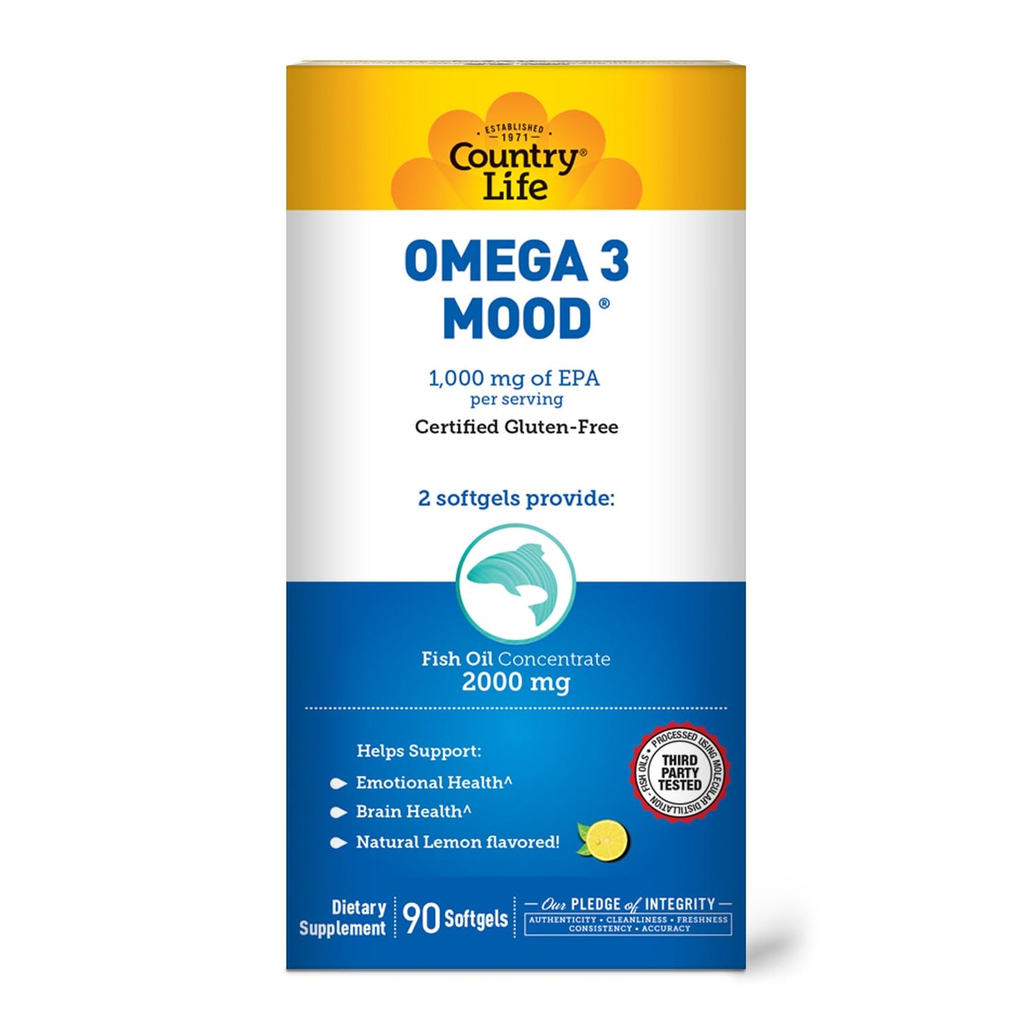 Country Life Omega 3 Mood Fish Oil Softgels 90