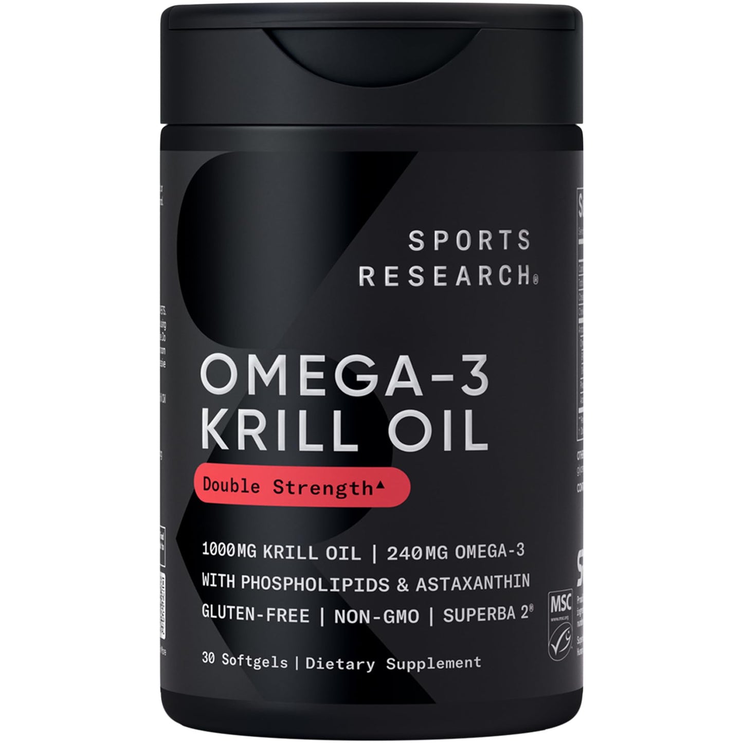 Sports Research Krill Oil Supplement with EPA & DHA Omega 3, Phospholipids & Astaxanthin from Antarctic Krill - Highest Concentration of Krill Oil for Men & Women - 1000mg, Softgel Capsules, 30 Count