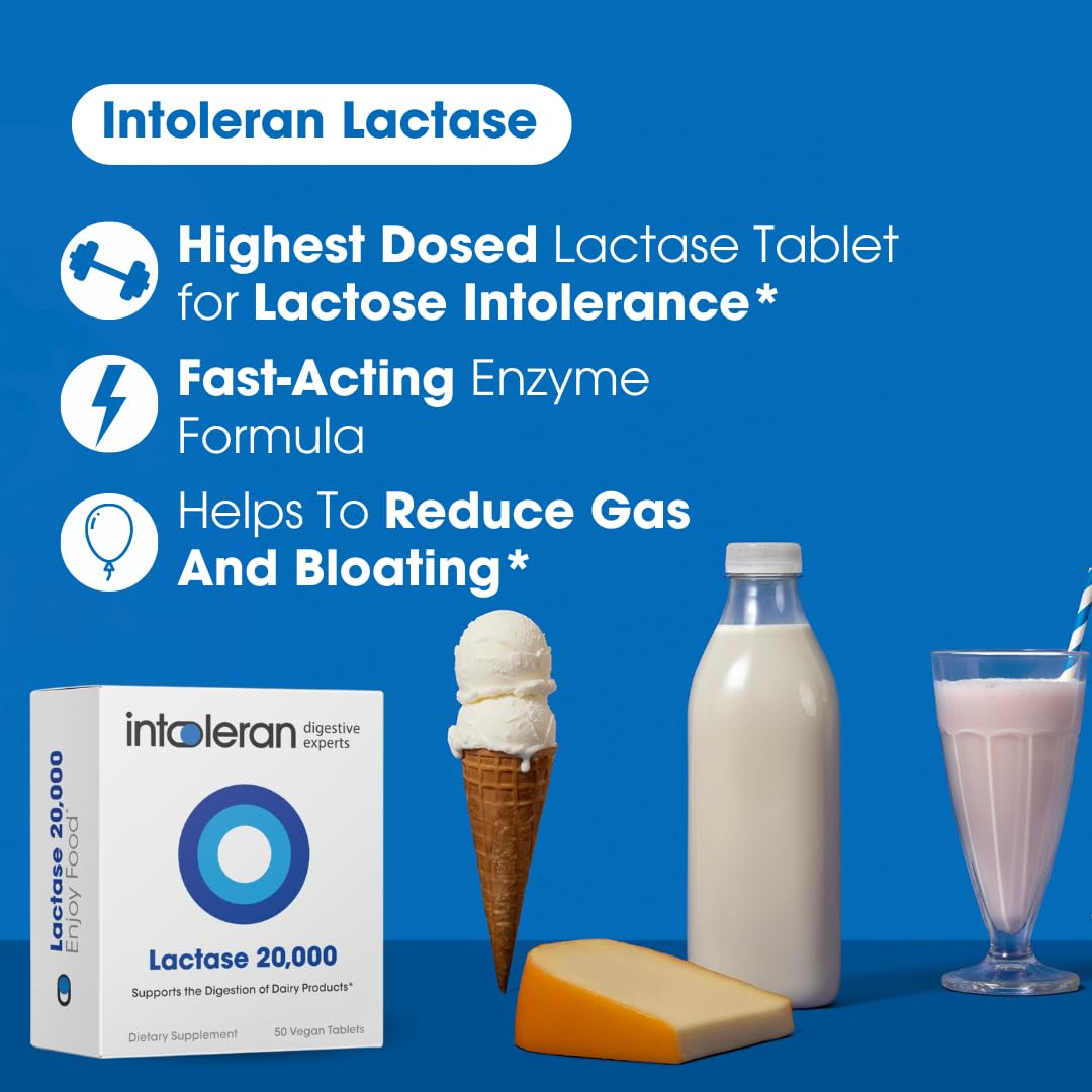 Intoleran Lactase 20,000 Digestive Enzymes, 50 Tablets