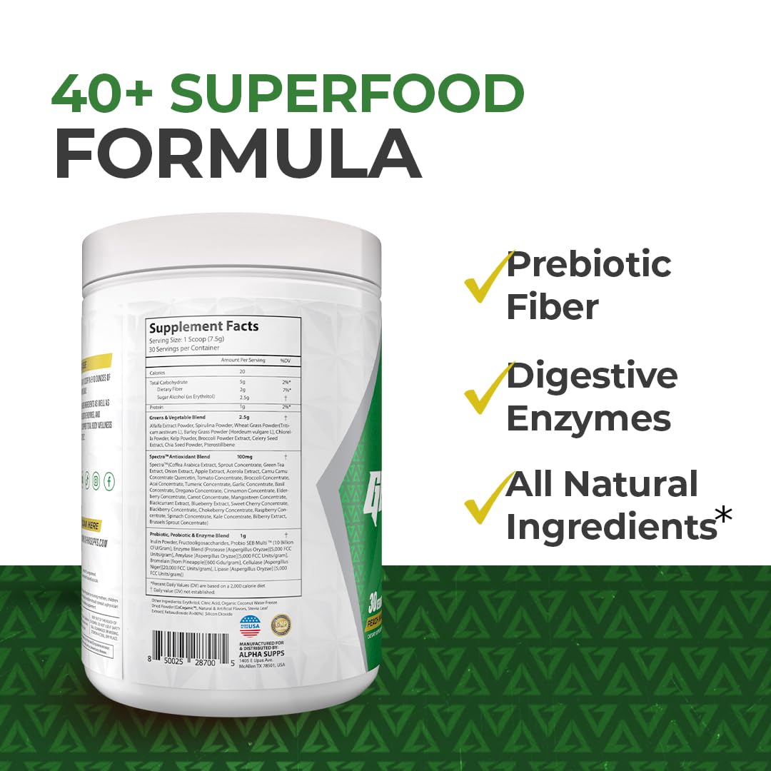 Alpha Supps Alpha Greens Supplement Powder 7.94 Ounces