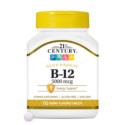 21st Century Vitamin B12 5000 mcg Supplement Cherry Flavored Sublingual Tablets, 110 Count