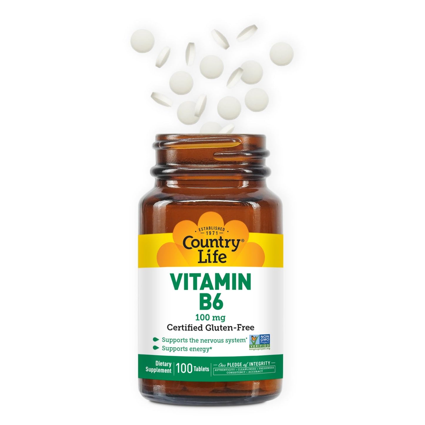 Country Life Vitamin B-6 Capsules, 100 Count