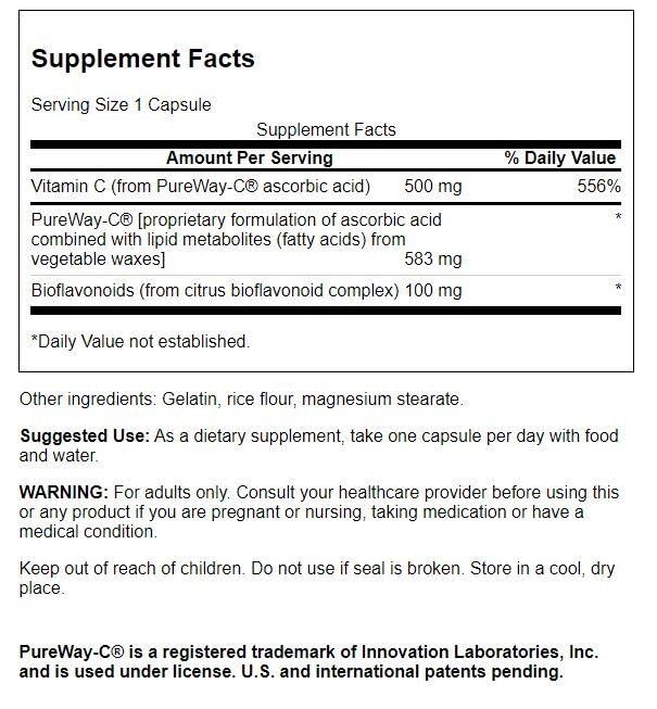 Swanson PureWay-Vitamin C 500 mg with Bioflavonoids, 90 Capsules