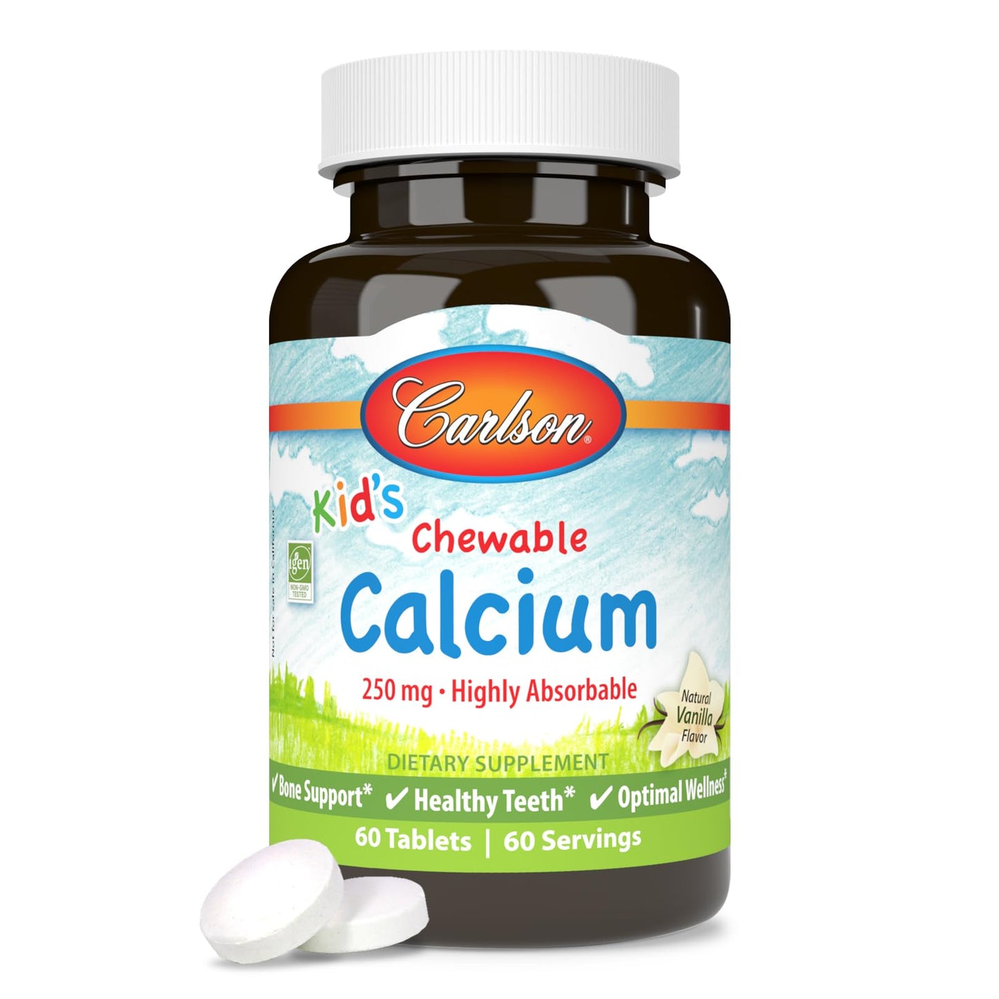 Carlson Kid's Chewable Calcium Tablets, 60 Tablets