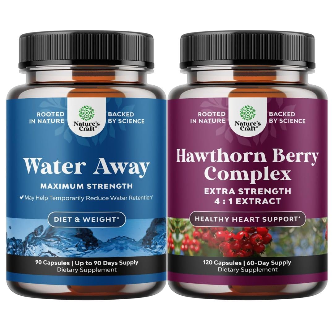 Water Away Fluid Retention Capsules with Dandelion Leaf Extract, Green Tea & Hawthorn Berry Extract (Leaf & Flower, 4:1)
