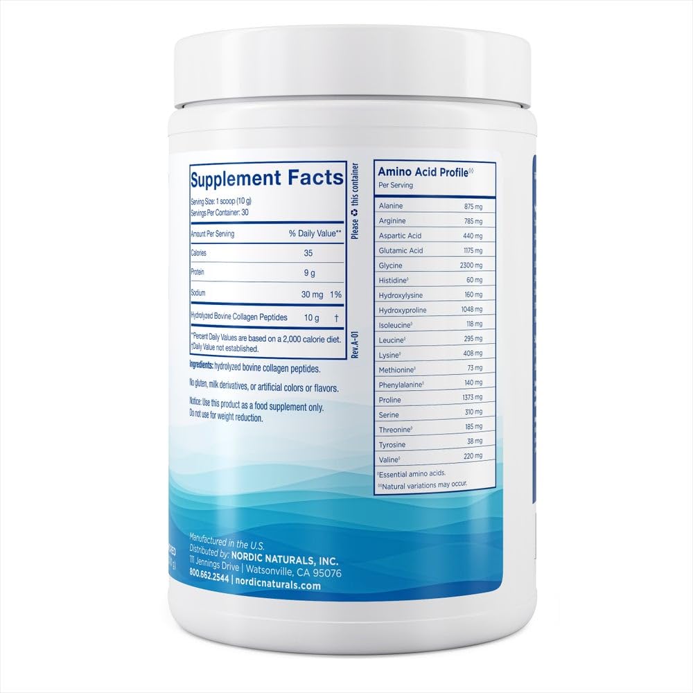 Nordic Naturals Nordic Beauty Collagen Peptides Unflavored Powder, 10.6 Ounces