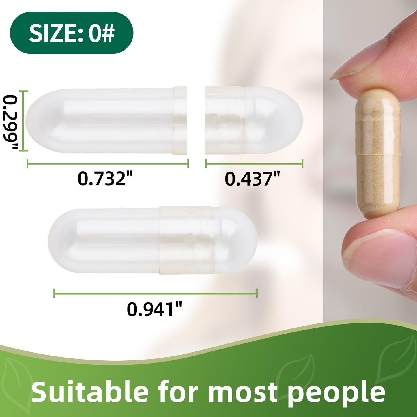 EaccoViigr Size 0 Gelatin Empty Capsules, 1000 Count