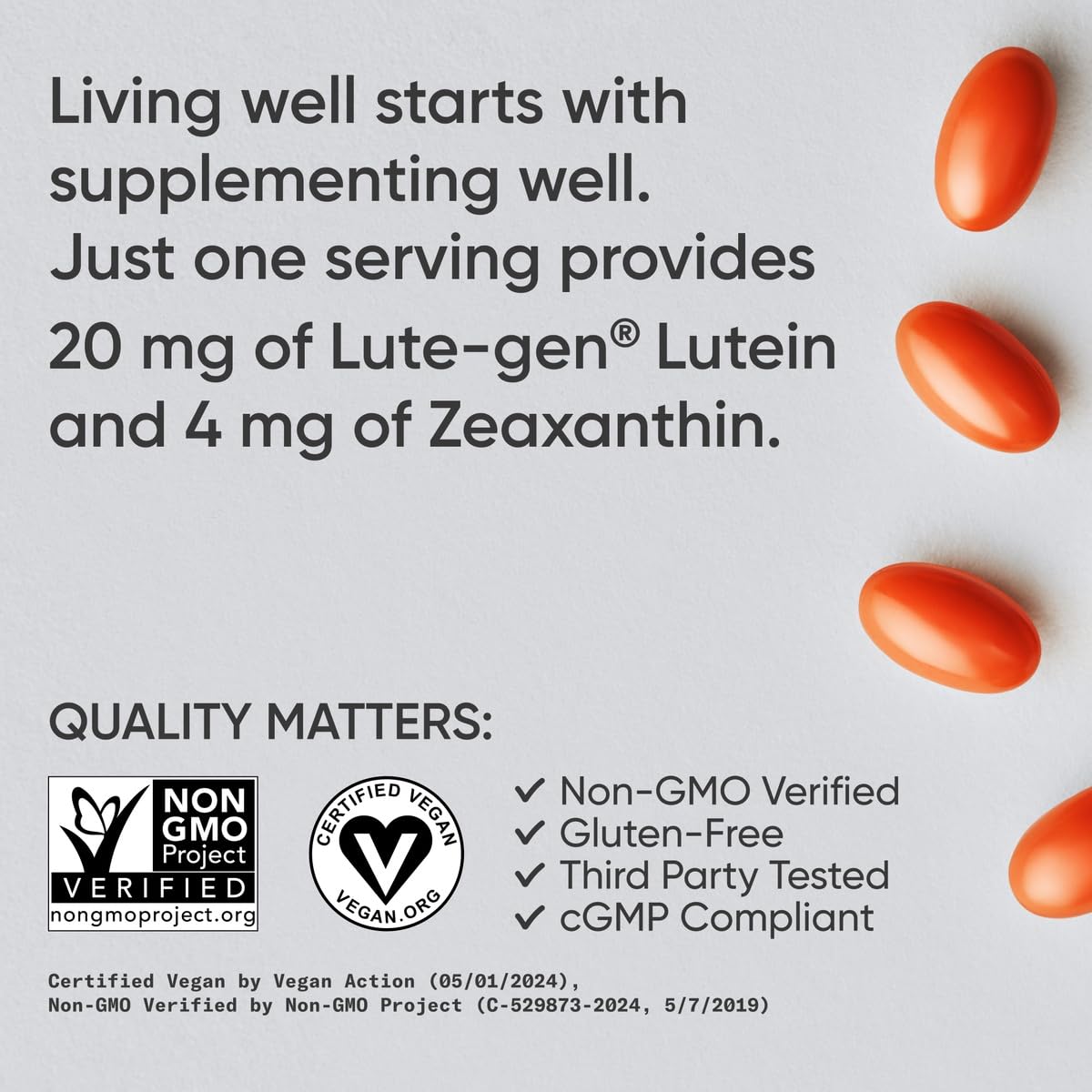 Sports Research Lutein + Zeaxanthin w/ Organic Coconut Oil Softgels 120 Count