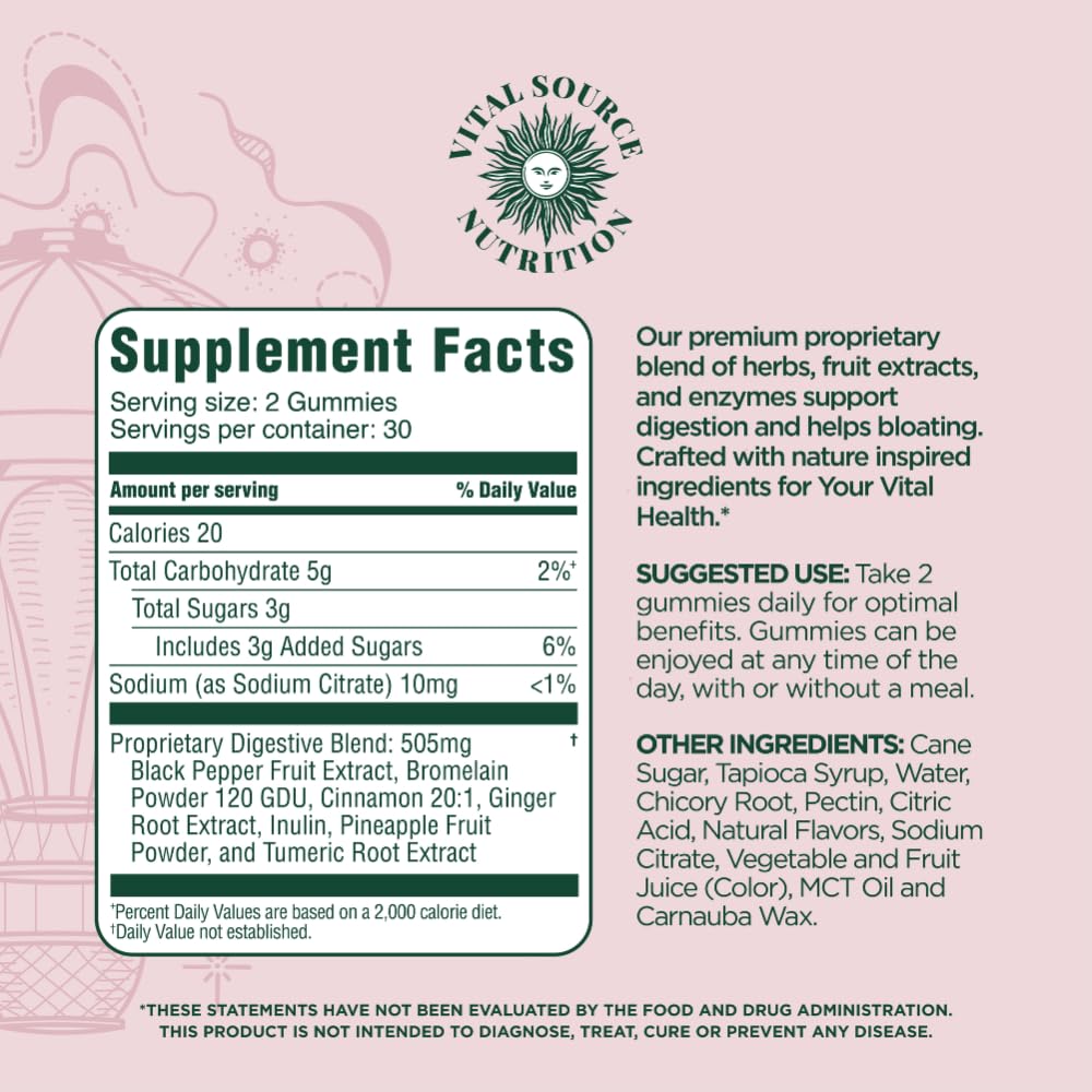 Vital Source Nutrition AiRi Debloat Support Gummies 60 Count