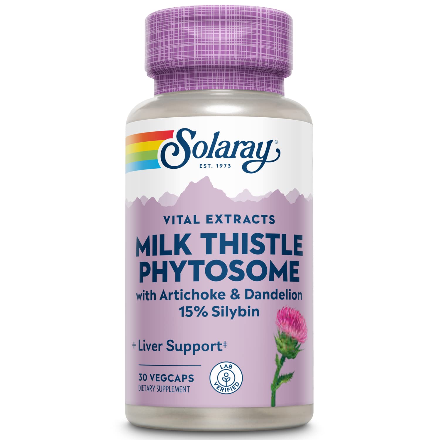 SOLARAY Milk Thistle Phytosome with Artichoke, Dandelion, and Ginger Capsules, 30 VegCaps