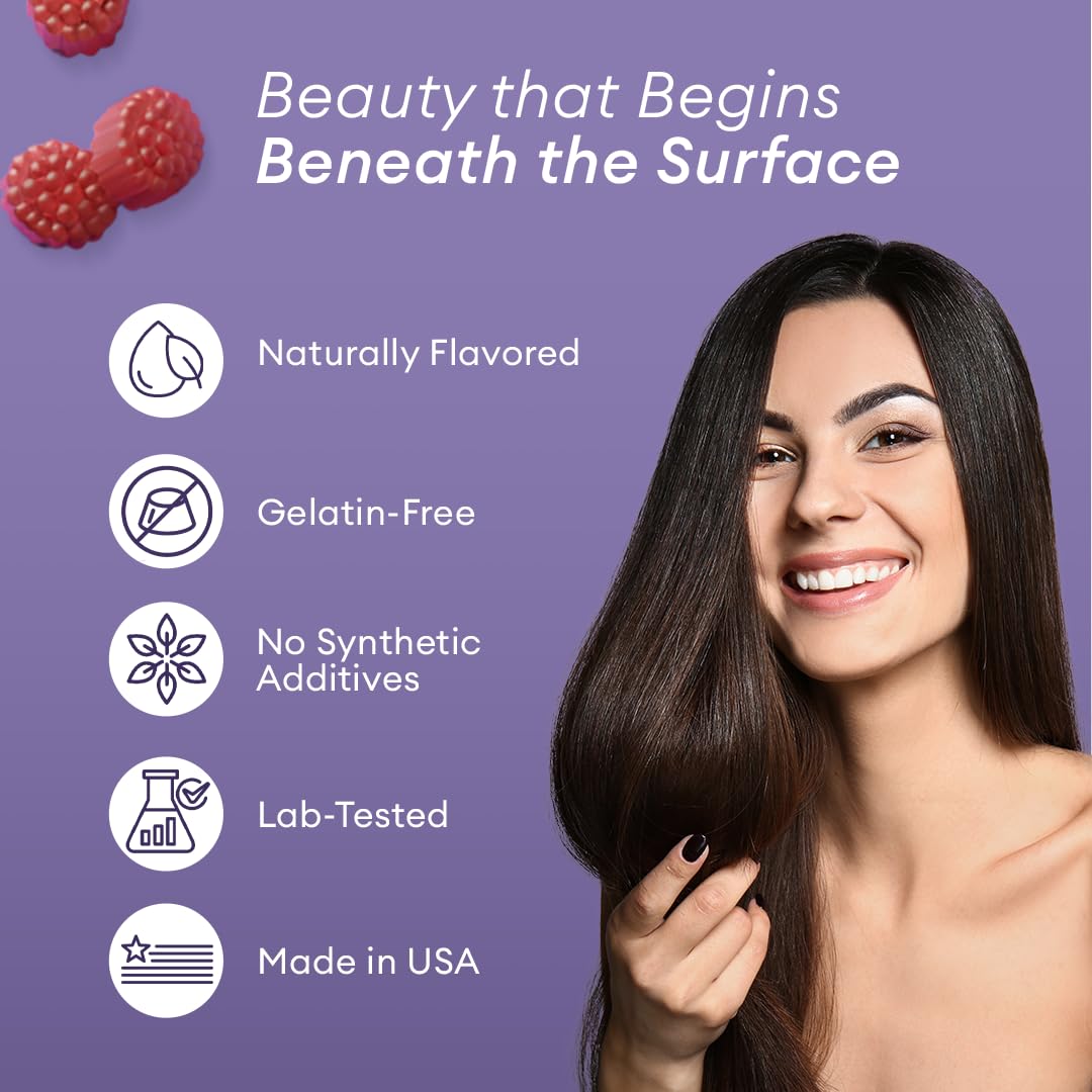 ALLURA HAIR Hair Skin & Nails Vitamins for Women – Biotin Gummies 6000mcg with Marine Collagen, Vitamin E, A, C & PABA, Passion Fruit, 60 Gummies